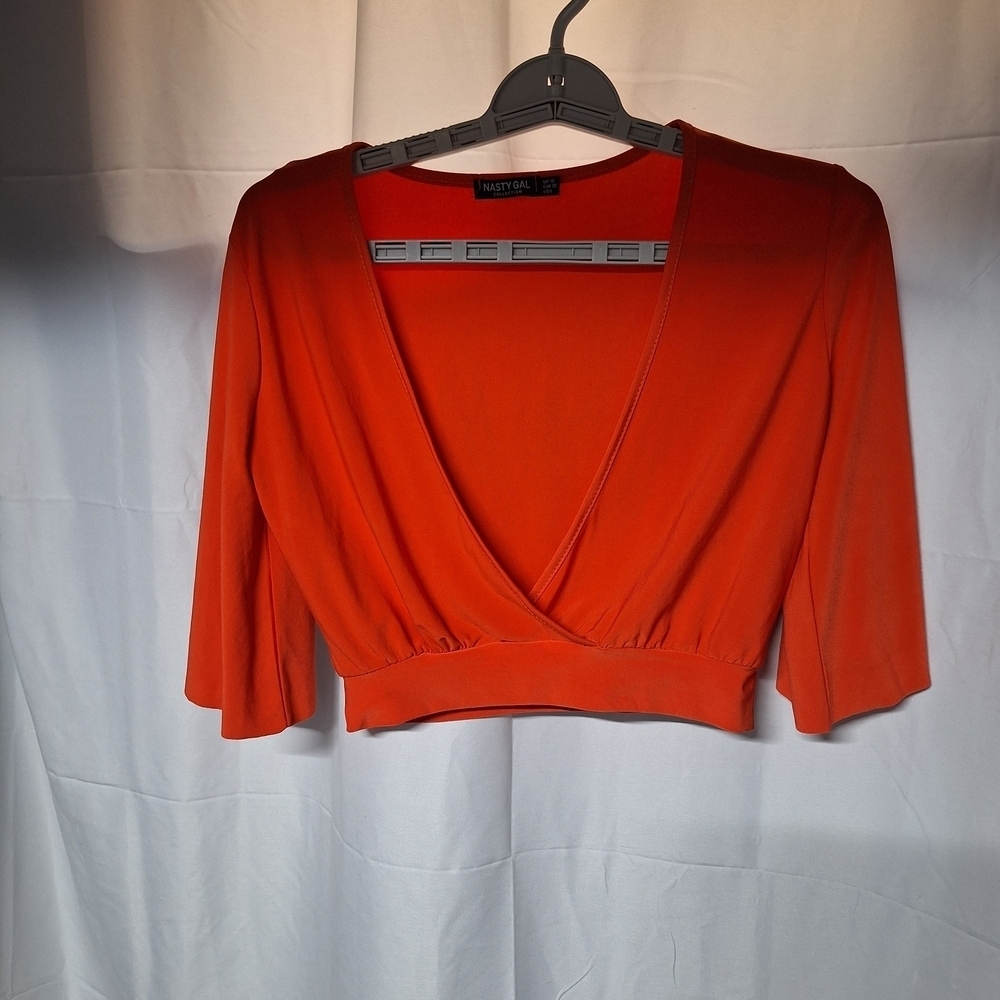 Orange V-Neck Crop Top
